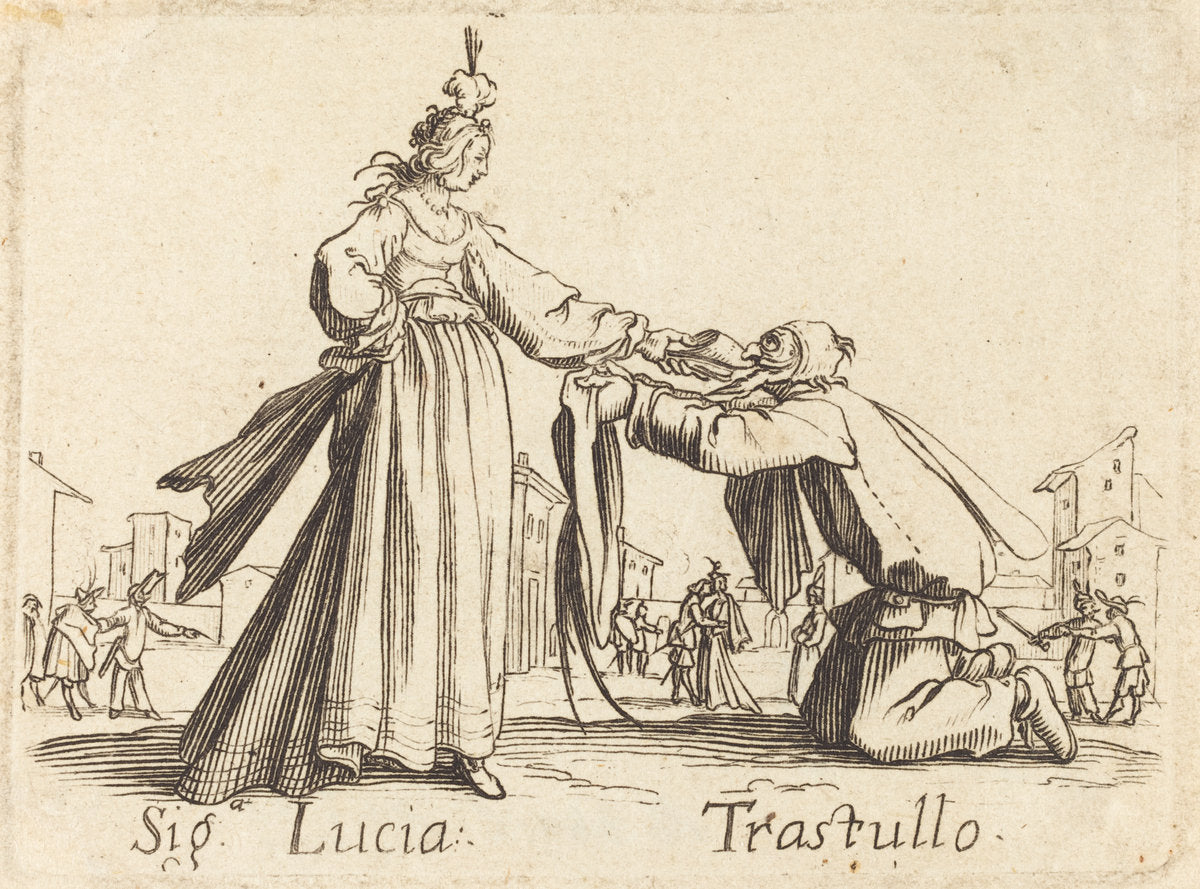 etching by after Jacques Callot (Signa. Lucia and Trastullo), 16X12"(A3)Poster Print