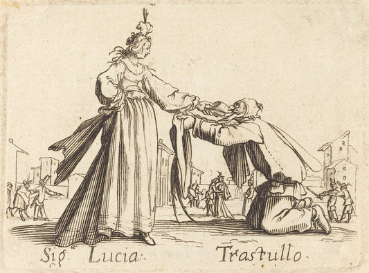 etching by after Jacques Callot (Signa. Lucia and Trastullo), 16X12"(A3)Poster Print