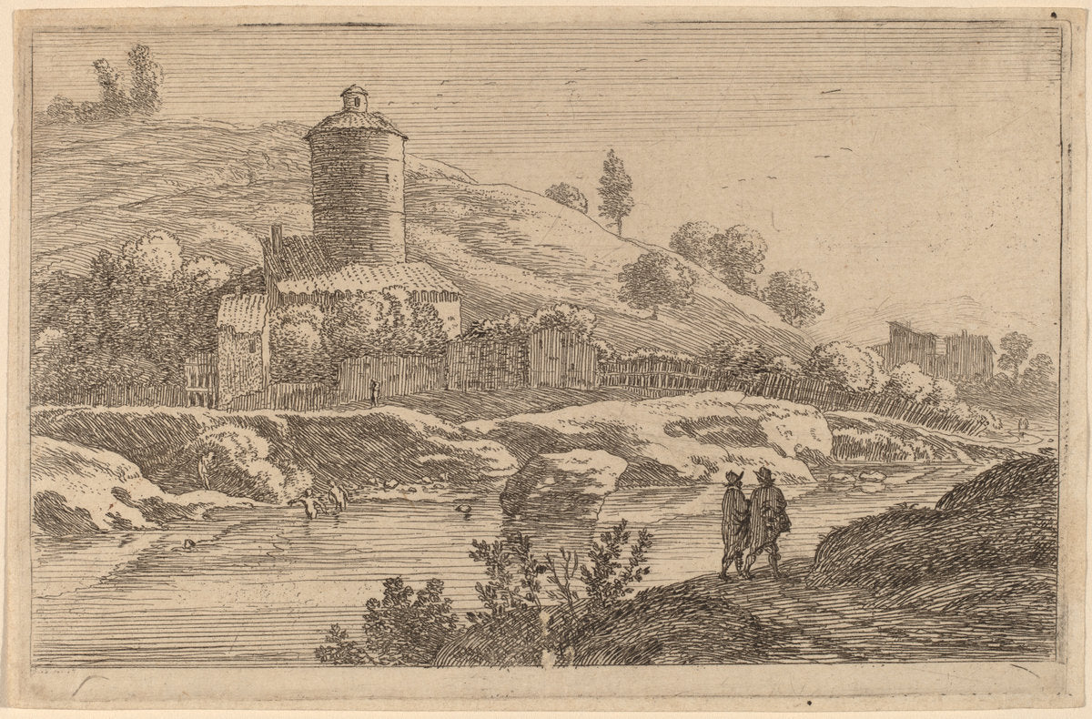 Round Tower near the Tiber by Herman van Swanevelt (Dutch, c. 1600 - 1655), 16X12"(A3)Poster Print