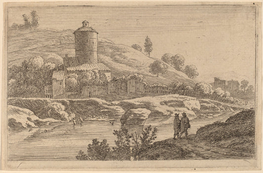 Round Tower near the Tiber by Herman van Swanevelt (Dutch, c. 1600 - 1655), 16X12"(A3)Poster Print