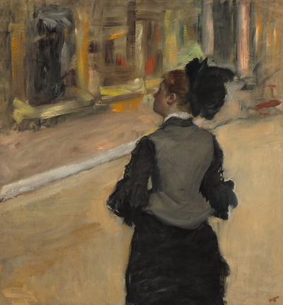 Woman Viewed from Behind (Visit to a Museum) by Edgar Degas (French, 1834 - 1917), 16X12"(A3)Poster Print