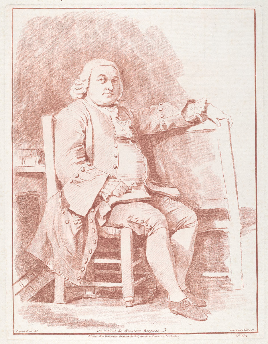 Jacques-Onesyme Bergeret de Grancourt by Gilles Demarteau, the Elder, after Jean-Honoré Fragonard (French, 1722 - 1776), 16X12"(A3)Poster Print