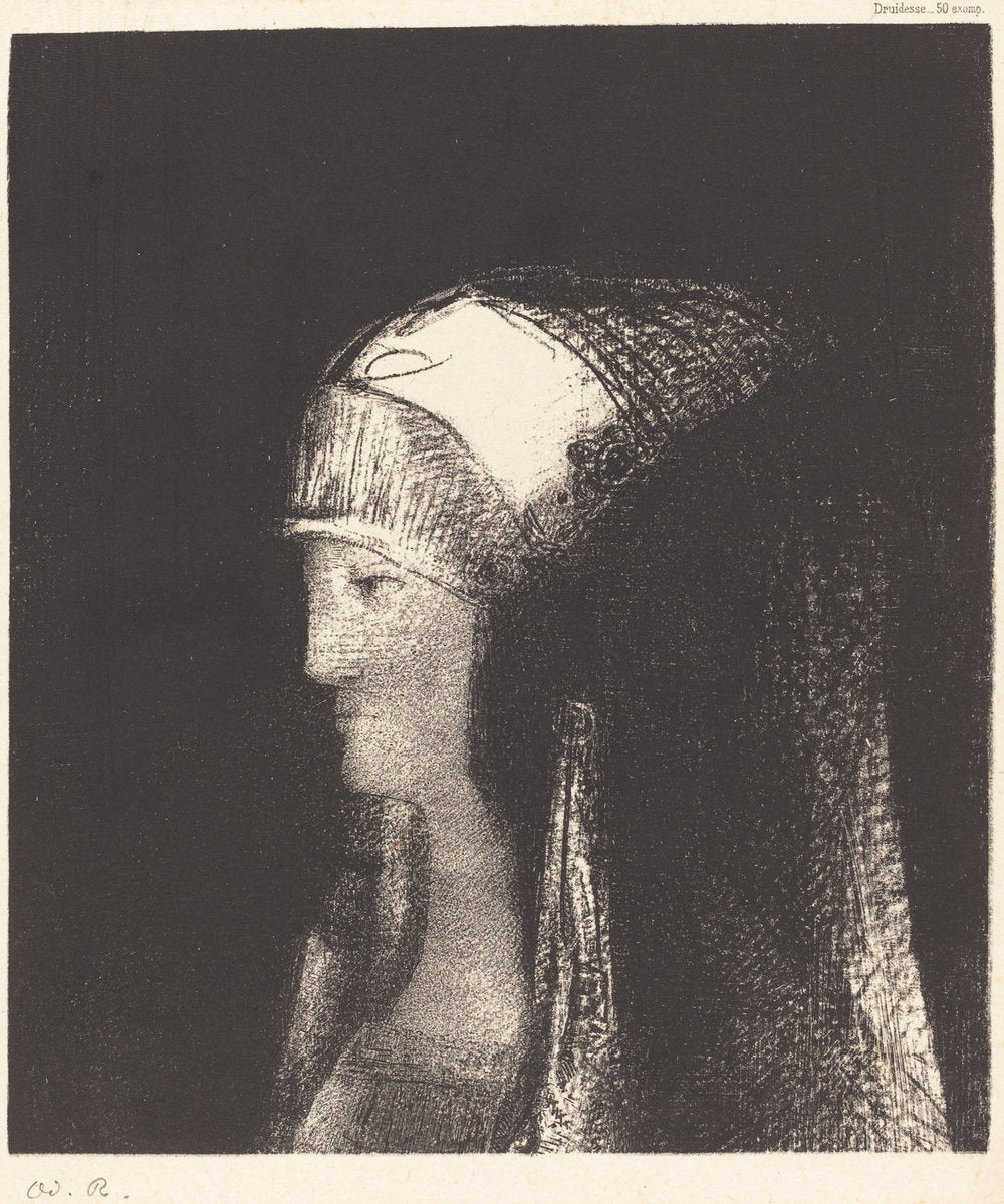 Druidesse by Odilon Redon (French, 1840 - 1916), 16X12"(A3)Poster Print