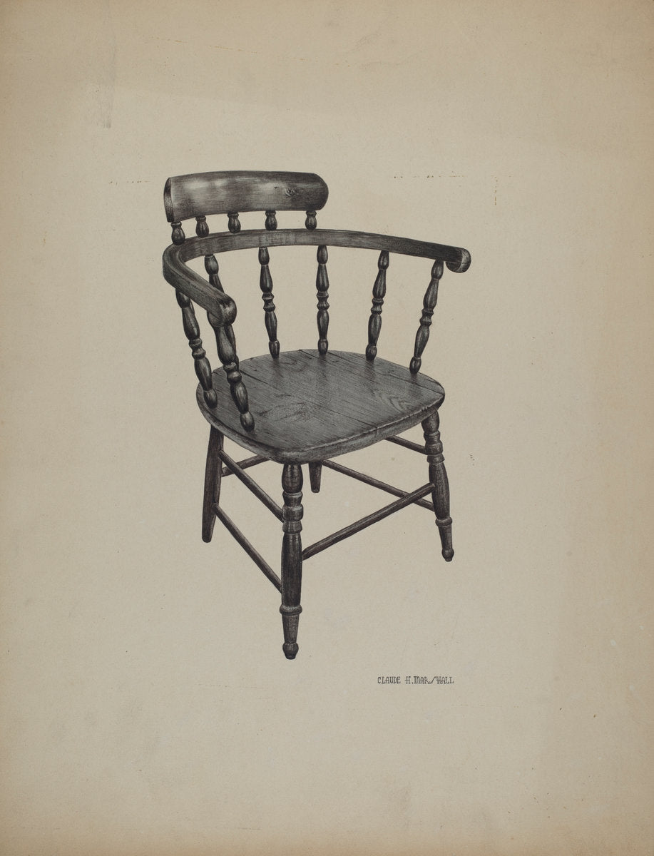 Comb Back Chair by Claude Marshall (American, active c. 1935), 16X12"(A3)Poster Print