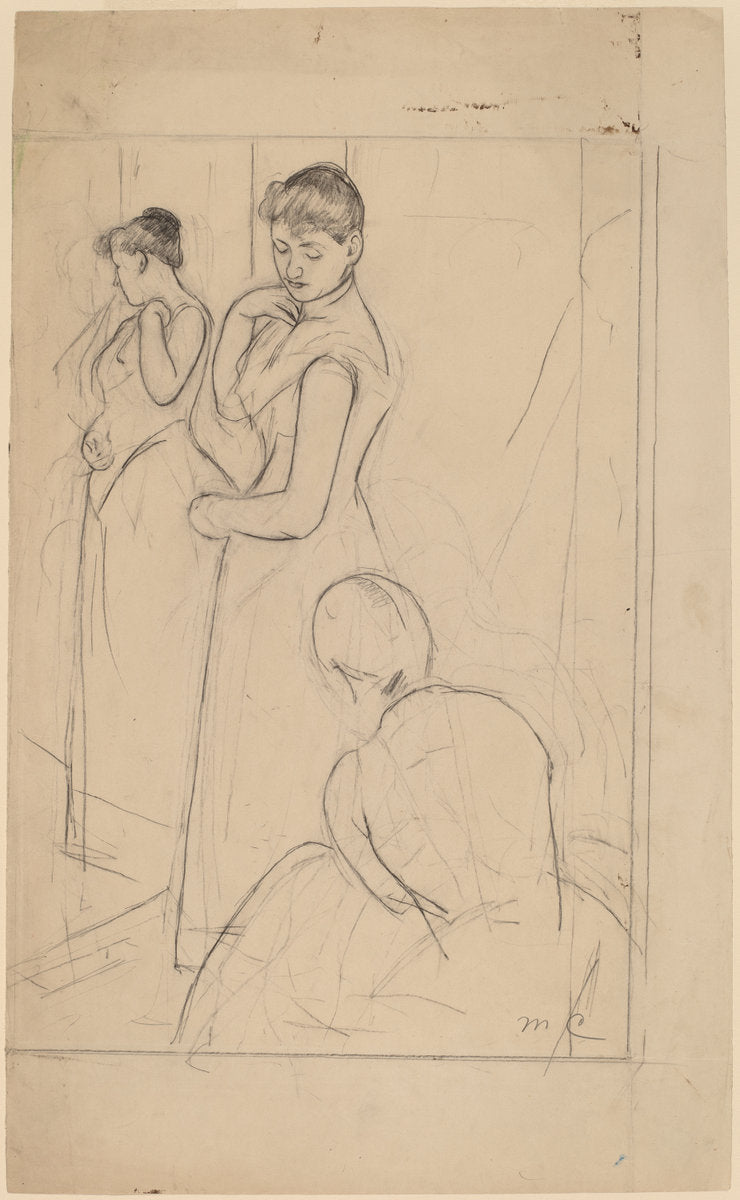 The Fitting [recto] by Mary Cassatt (American, 1844 - 1926), 16X12"(A3)Poster Print