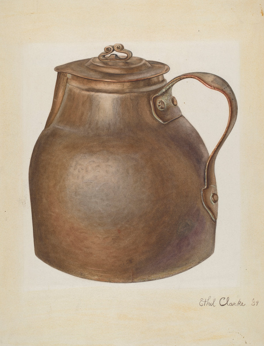 Copper Water Vessel by Ethel Clarke (American, active c. 1935), 16X12"(A3)Poster Print