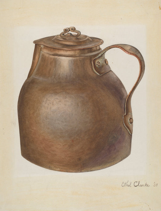 Copper Water Vessel by Ethel Clarke (American, active c. 1935), 16X12"(A3)Poster Print