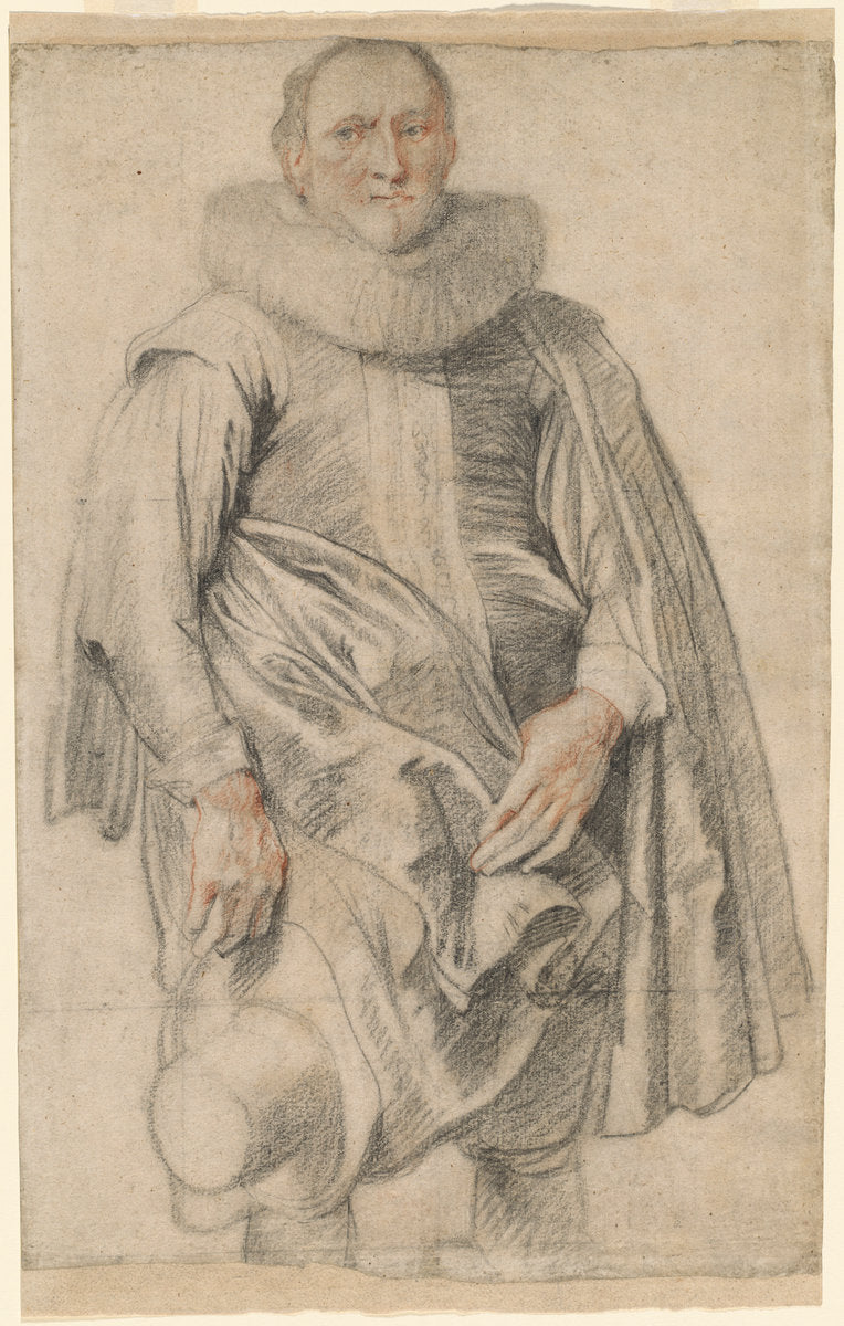 Portrait of a Man Standing by Sir Anthony van Dyck (Flemish, 1599 - 1641), 16X12"(A3)Poster Print