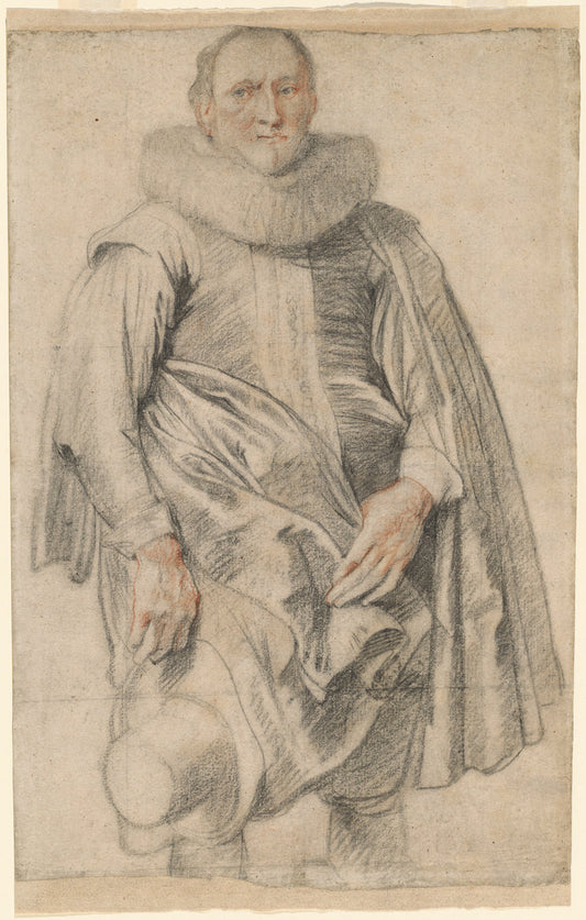 Portrait of a Man Standing by Sir Anthony van Dyck (Flemish, 1599 - 1641), 16X12"(A3)Poster Print