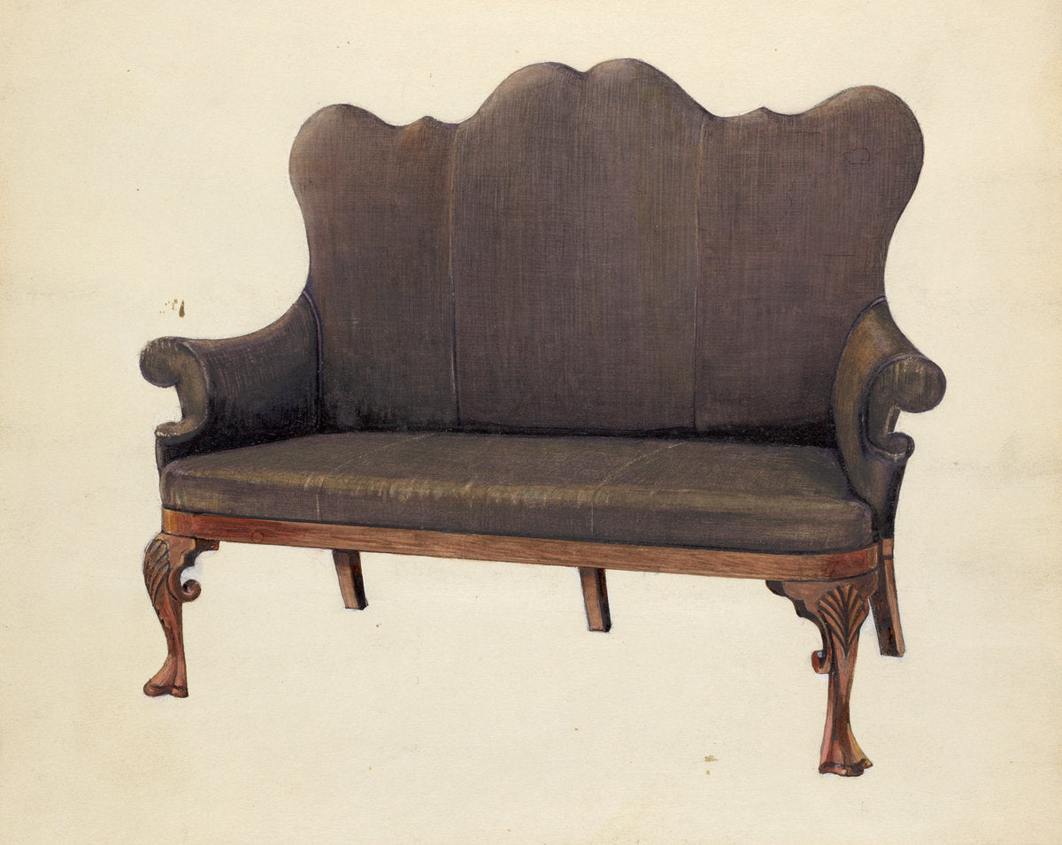 Queen Ann Sofa by Florence Neal (American, active c. 1935), 16X12"(A3)Poster Print
