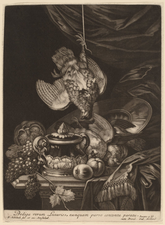 Still Life with a Hanging Partridge by Pieter Schenck I (Dutch, 1660 - 1718/1719), 16X12"(A3)Poster Print