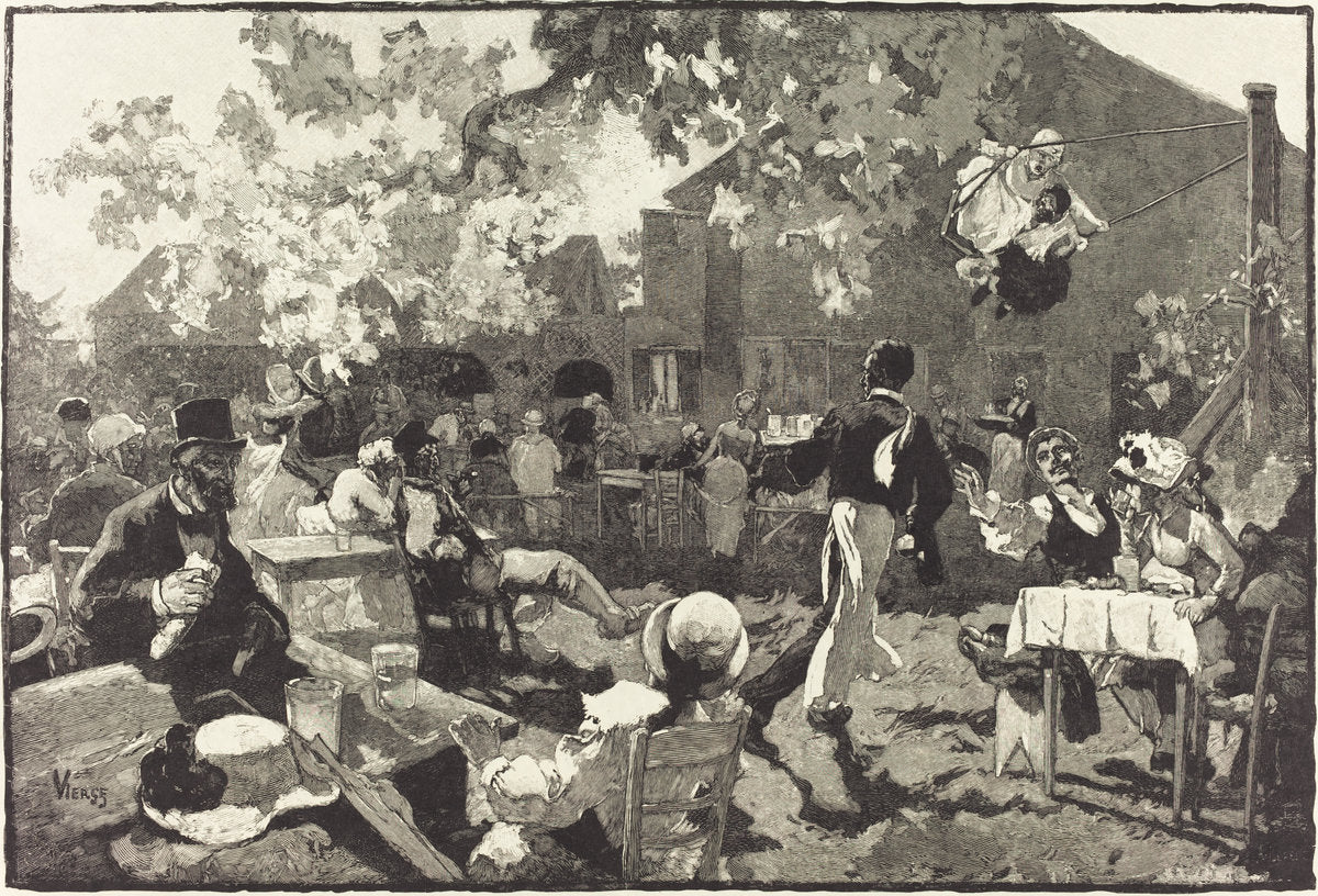 Le Cabaret du Coq de Bruyère au Bois de Meudon by Auguste Lepère after Daniel Vierge (French, 1849 - 1918), 16X12"(A3)Poster Print