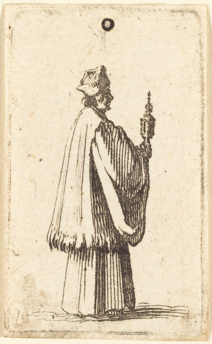 Priest Carrying the Holy Sacrament of the Eucharist by Abraham Bosse or Jacques Callot (French, 1602 - 1676), 16X12"(A3)Poster Print
