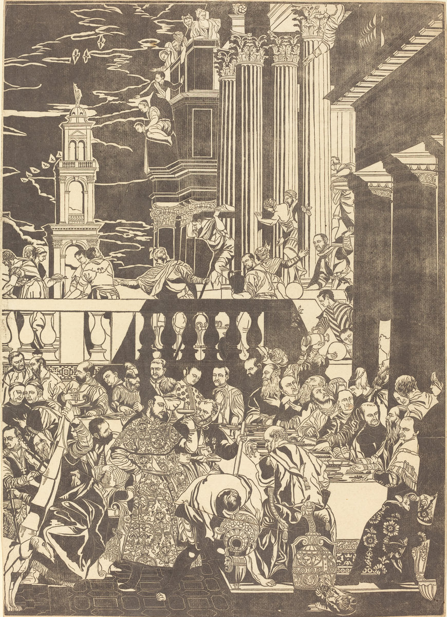 The Marriage at Cana [right plate] by John Baptist Jackson after Veronese (English, 1701 - c. 1780), 16X12"(A3)Poster Print