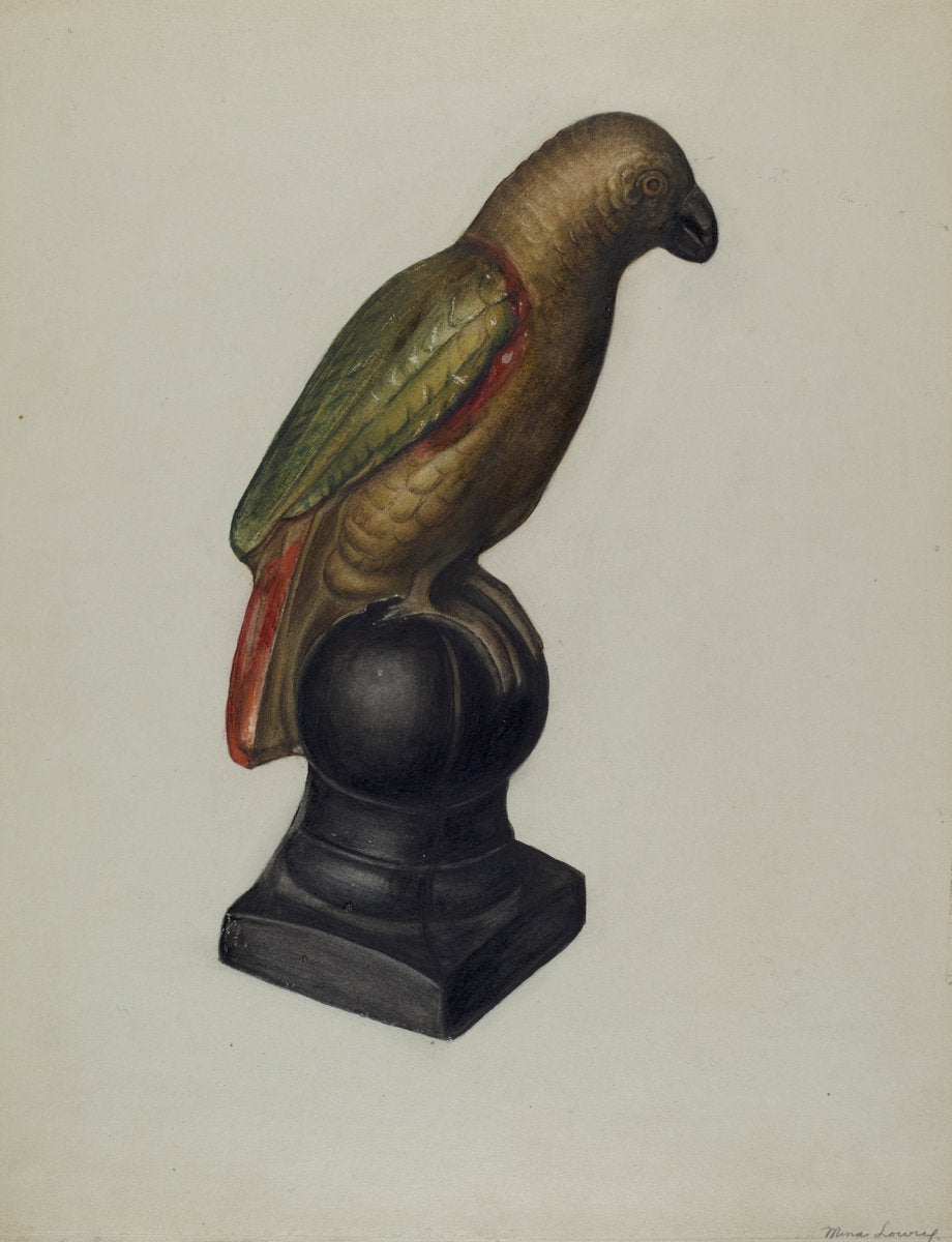 Parrot by Mina Lowry (American, 1894 - 1942), 16X12"(A3)Poster Print
