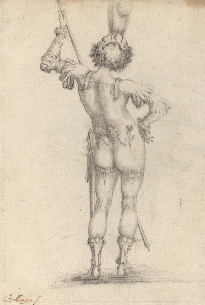 black chalk on laid paper by after Jacques Bellange (Standing Figure [recto]), 16X12"(A3)Poster Print