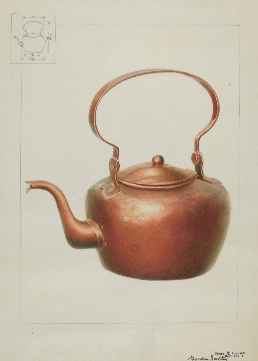 Copper Kettle with Spout by Gordon Saltar and James M. Lawson (American, active c. 1935), 16X12"(A3)Poster Print