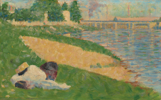 The Seine with Clothing on the Bank (Study for "Bathers at Asnières") by Georges Seurat (French, 1859 - 1891), 16X12"(A3)Poster Print