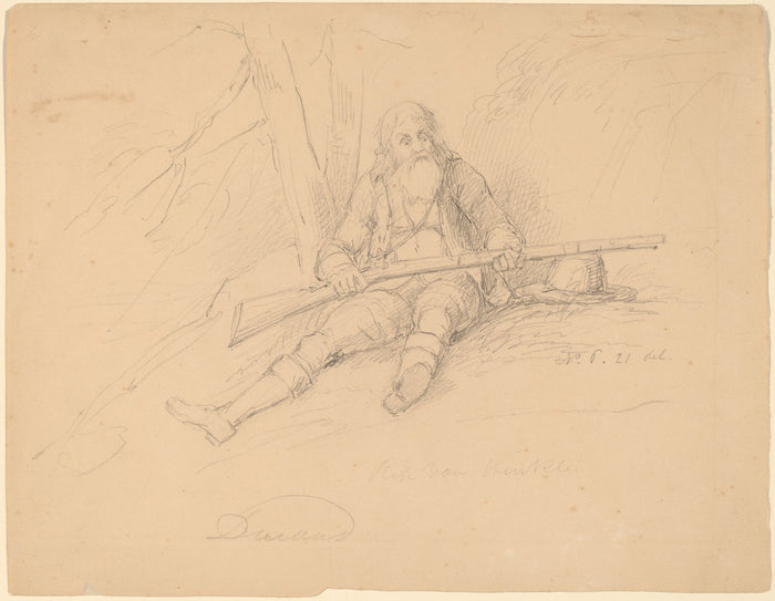 Rip Van Winkle by Asher Brown Durand (American, 1796 - 1886), 16X12