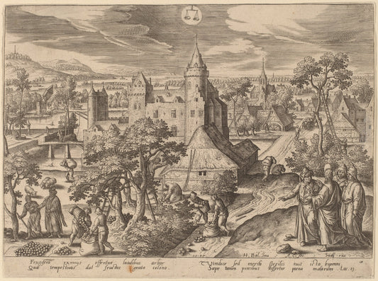 The Parable of the Fig Tree (Libra) by Adriaen Collaert after Hans Bol (Flemish, c. 1560 - 1618), 16X12"(A3)Poster Print
