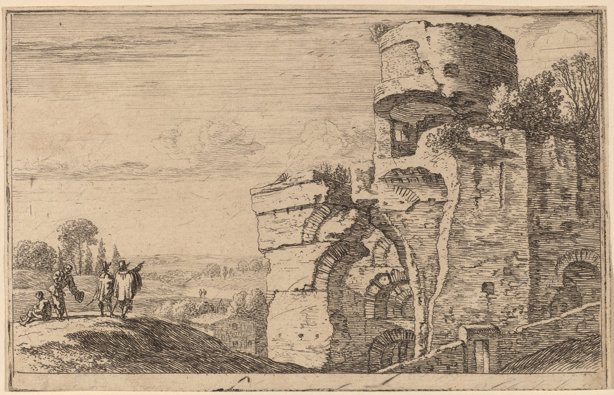 Ruins on the Palatine Hill by Herman van Swanevelt (Dutch, c. 1600 - 1655), 16X12"(A3)Poster Print