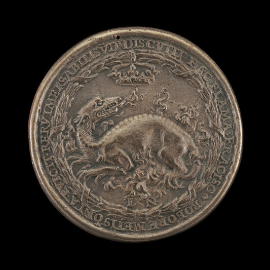 Salamander in Flames [reverse] by Ludwig Neufahrer (Austrian, c. 1500 - 1563), 16X12"(A3)Poster Print