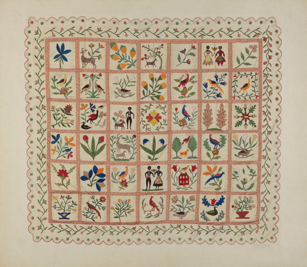 Applique Bedspread by Arlene Perkins and Charlotte Winter (American, active c. 1935), 16X12"(A3)Poster Print