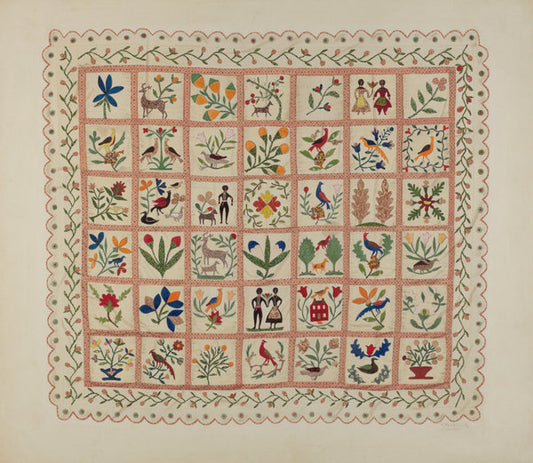 Applique Bedspread by Arlene Perkins and Charlotte Winter (American, active c. 1935), 16X12"(A3)Poster Print