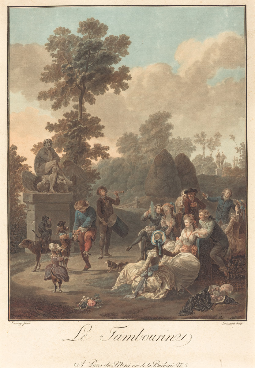Le Tambourin by Charles-Melchior Descourtis after Nicolas Antoine Taunay (French, 1753 - 1820), 16X12"(A3)Poster Print