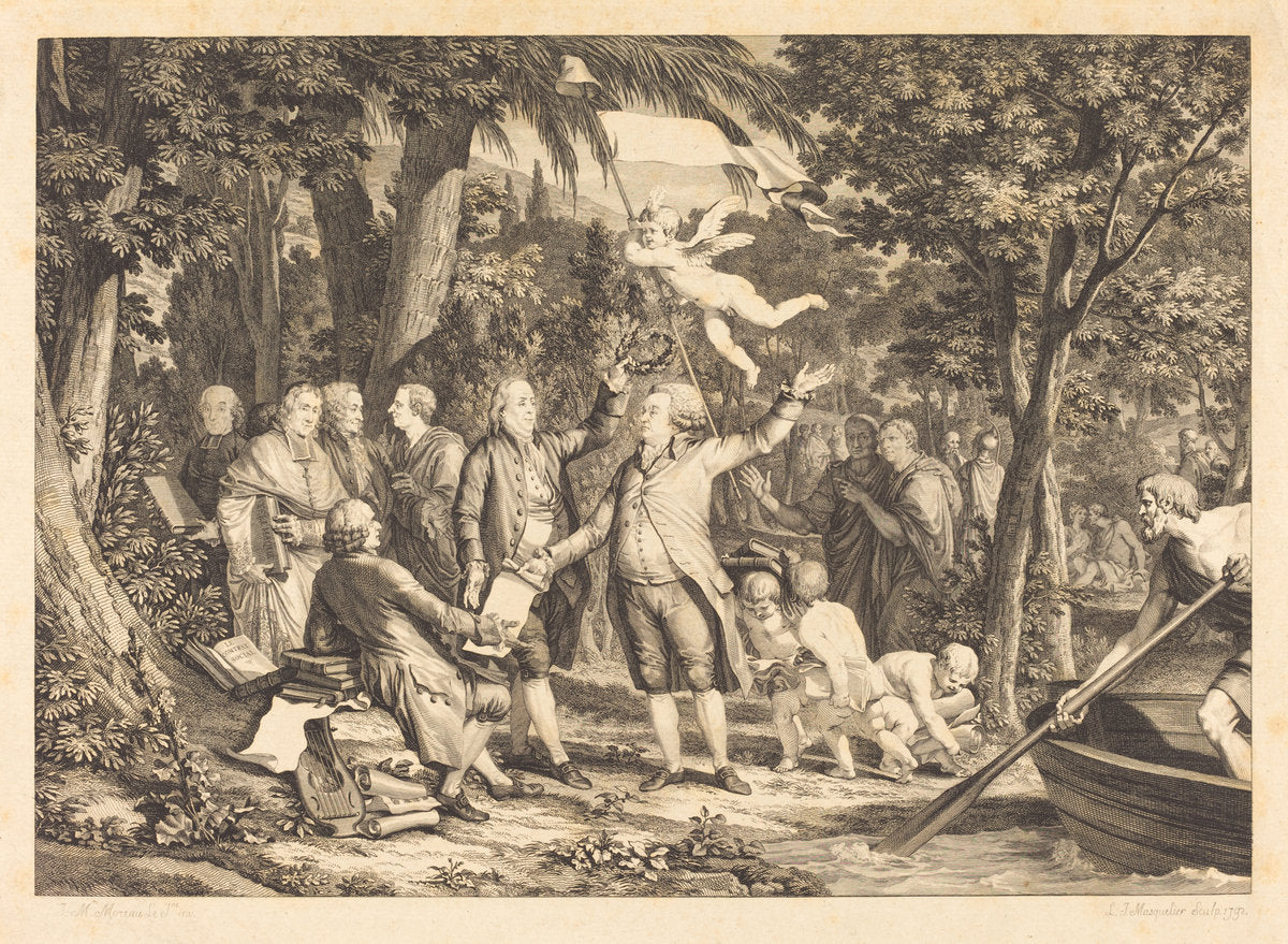Mirabeau arrive aux Champs-Élisées by Louis-Joseph Masquelier after Jean-Michel Moreau (French, 1741 - 1811), 16X12"(A3)Poster Print