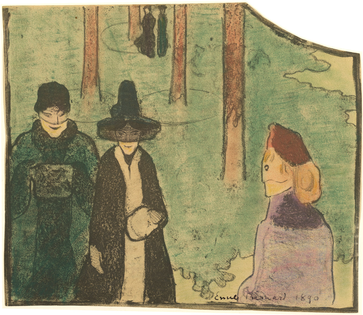 In the Woods by Emile Bernard (French, 1868 - 1941), 16X12"(A3)Poster Print