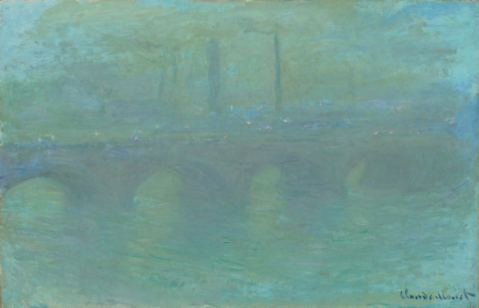 Waterloo Bridge, London, at Dusk by Claude Monet (French, 1840 - 1926), 16X12