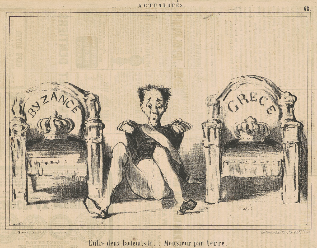 Entre deux fauteuils le ...monsieur par terre by Honoré Daumier (French, 1808 - 1879), 16X12"(A3)Poster Print