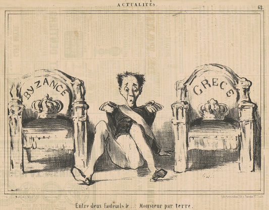 Entre deux fauteuils le ...monsieur par terre by Honoré Daumier (French, 1808 - 1879), 16X12"(A3)Poster Print
