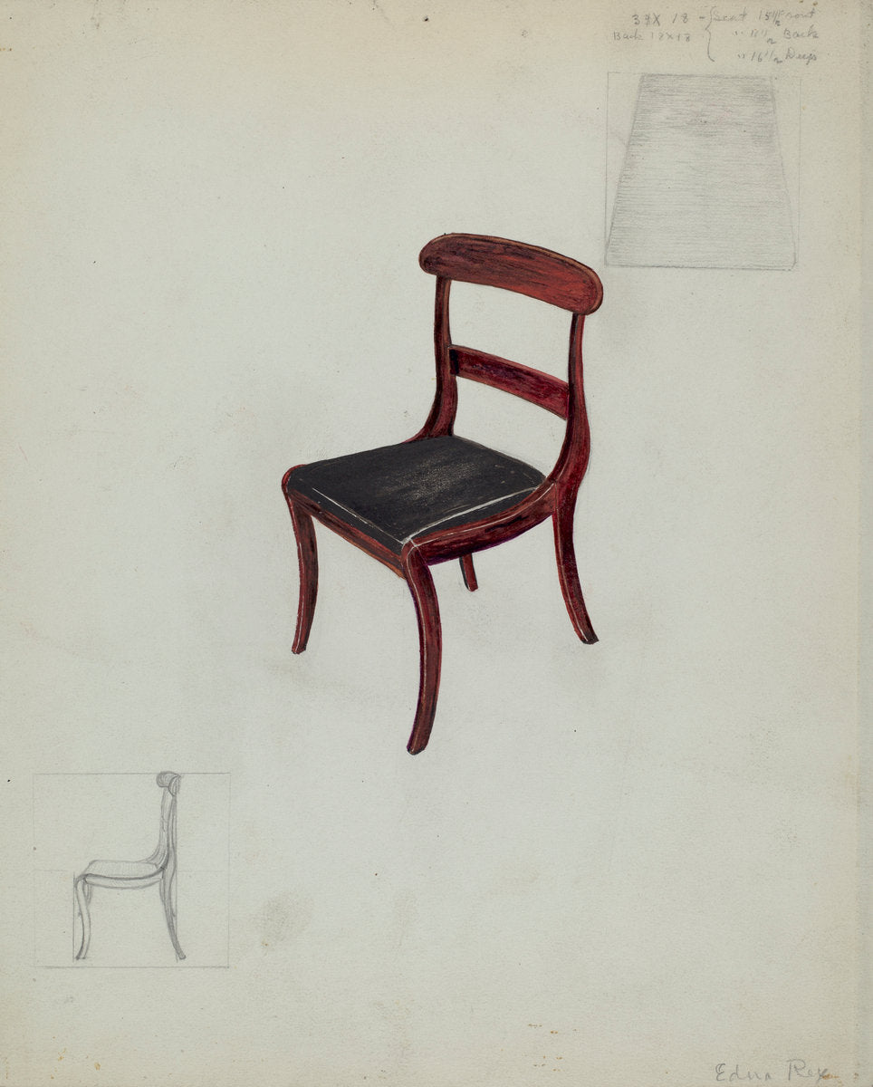 Side Chair by Edna C. Rex (American, active c. 1935), 16X12"(A3)Poster Print