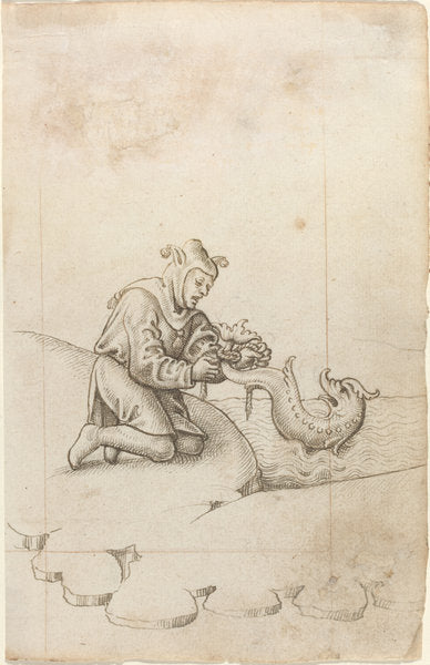 c. 1512/1515 by French early 16th Century ("You Are Tying a Dolphin by the Tail" [fol. 17 recto]), 16X12"(A3)Poster Print