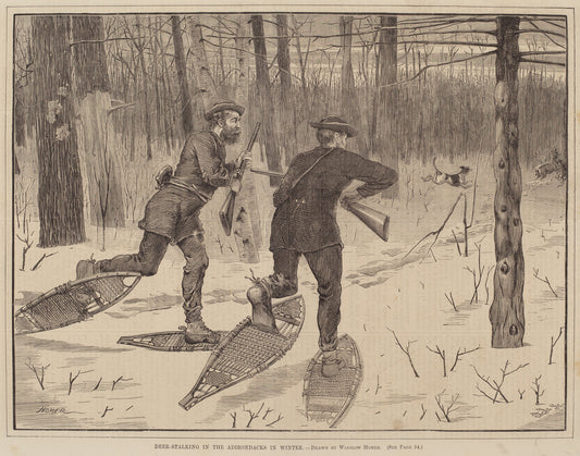 published 1871 by after Winslow Homer (Deer-Stalking in the Adirondacks in Winter), 16X12"(A3)Poster Print