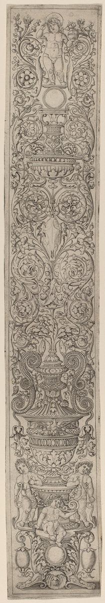 Ornament Panel: Three Children Blowing Horns by Giovanni Pietro Birago and Zoan Andrea (Italian, active c. 1475/1519), 16X12"(A3)Poster Print