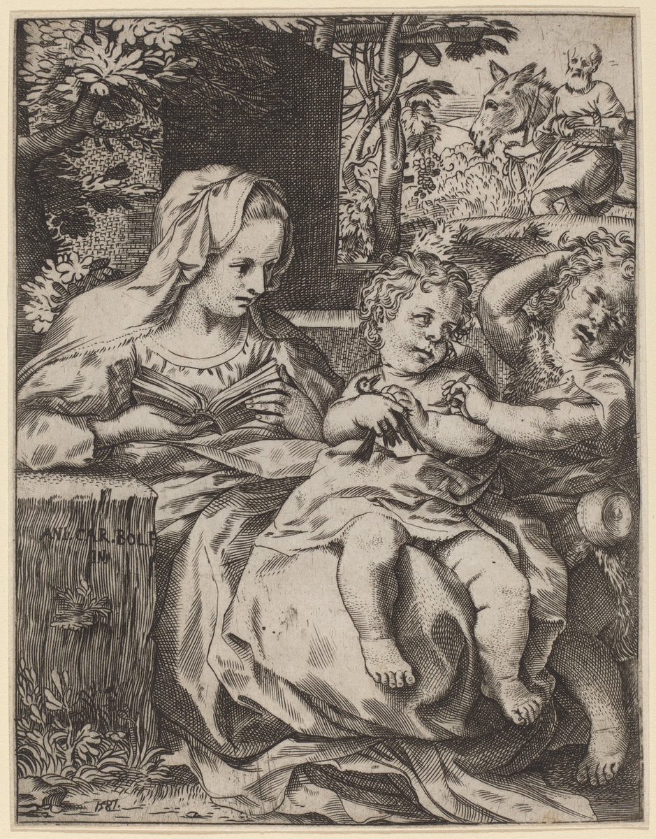 The Madonna of the Swallow (La Madonna Della Rondinella) by Annibale Carracci (Italian, 1560 - 1609), 16X12"(A3)Poster Print
