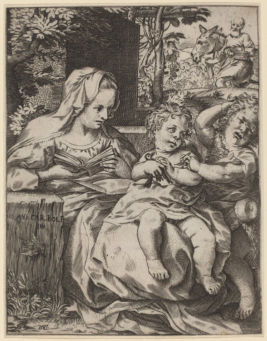 The Madonna of the Swallow (La Madonna Della Rondinella) by Annibale Carracci (Italian, 1560 - 1609), 16X12"(A3)Poster Print