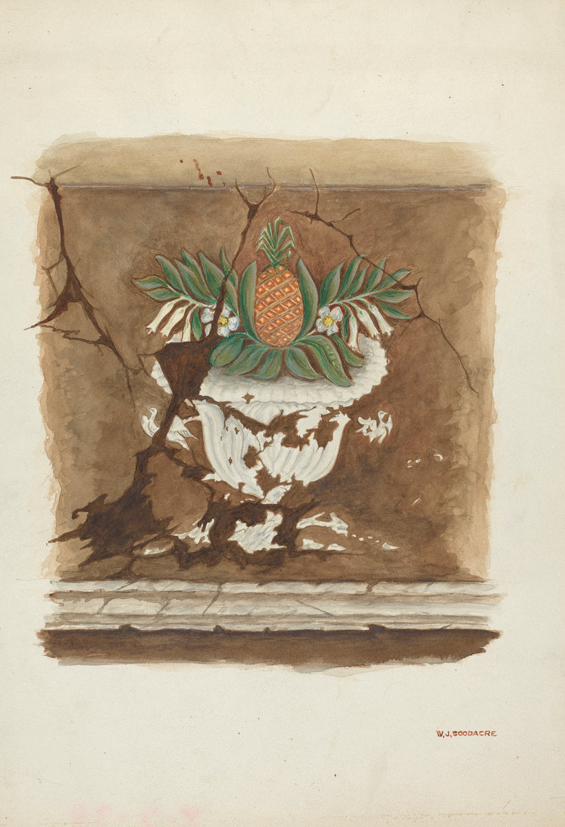 Wall Painting - Pineapple Motif by W.J. Goodacre (American, active c. 1935), 16X12"(A3)Poster Print