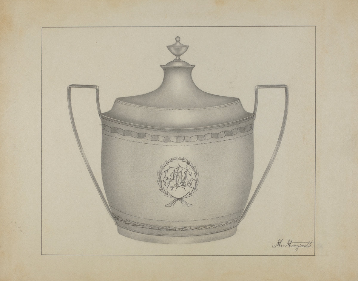 Silver Sugar Bowl by Matthew Mangiacotti (American, active c. 1935), 16X12"(A3)Poster Print