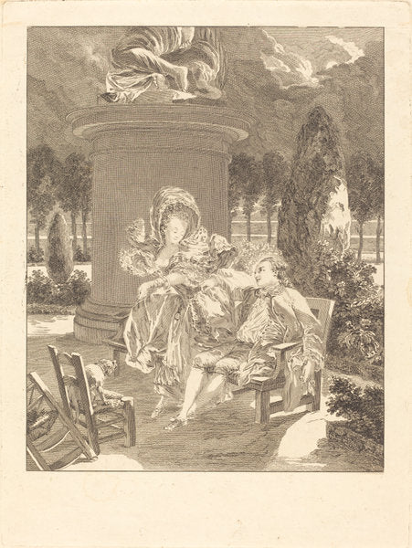 La soiree des Thuileries by Jean-Baptiste Blaise Simonet after Pierre-Antoine Baudouin (French, 1742 - 1813 or after), 16X12