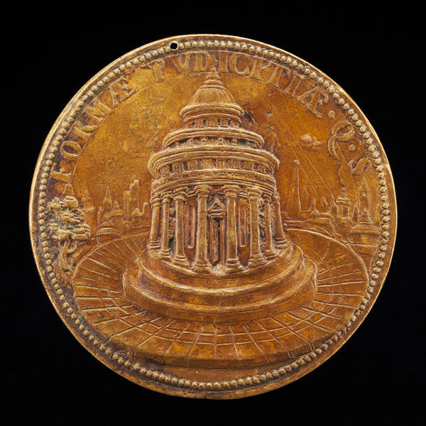 Circular Temple with a City in the Background [reverse] by Pier Paolo Galeotti (Florentine, c. 1520 - 1584), 16X12"(A3)Poster Print