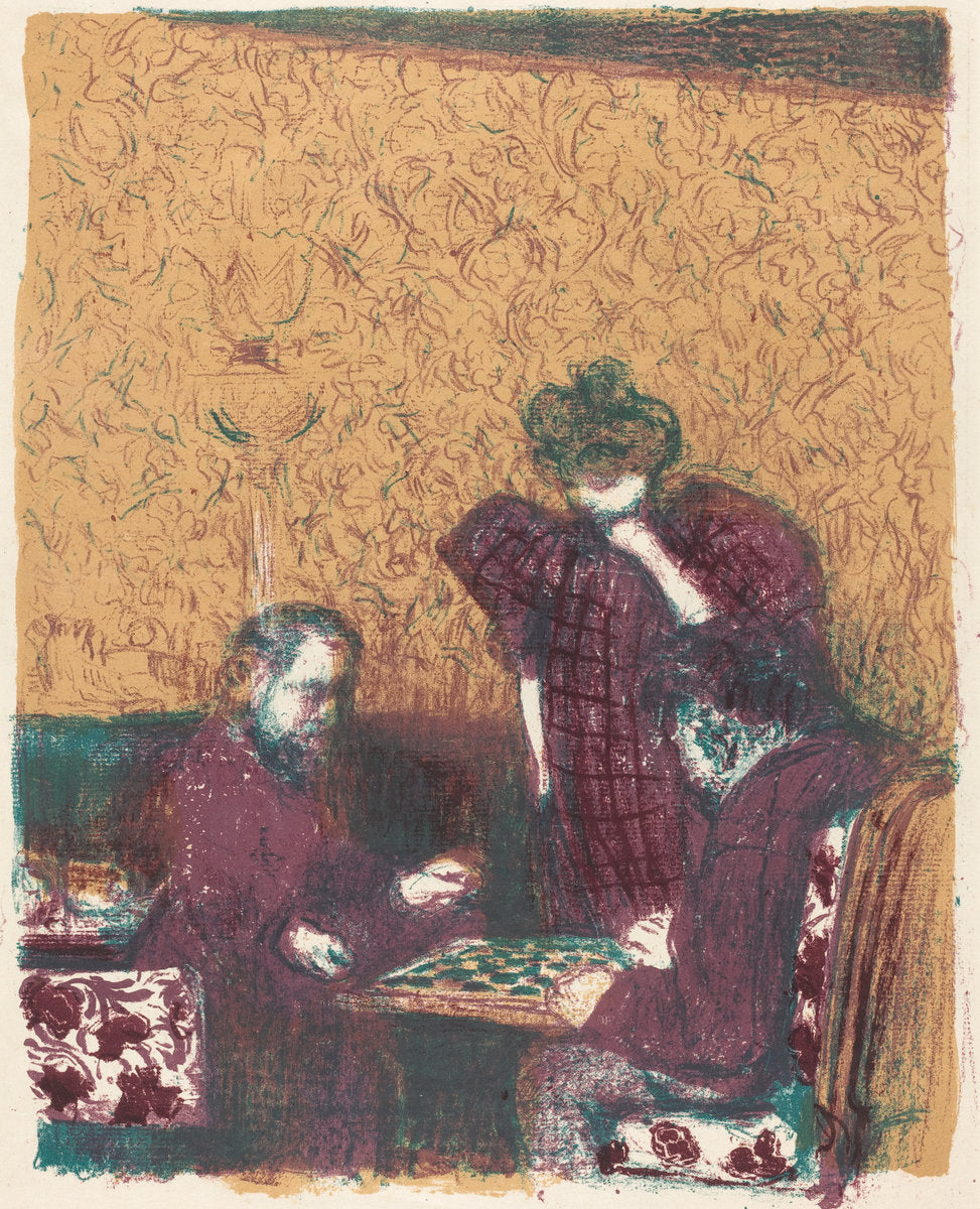 Game of Checkers (La partie de dames) by Edouard Vuillard (French, 1868 - 1940), 16X12"(A3)Poster Print