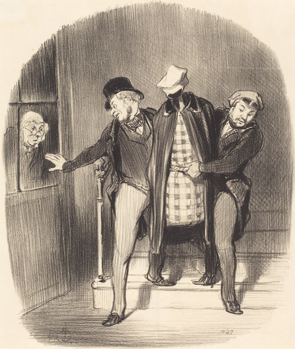 Un Déménagement furtif by Honoré Daumier (French, 1808 - 1879), 16X12"(A3)Poster Print