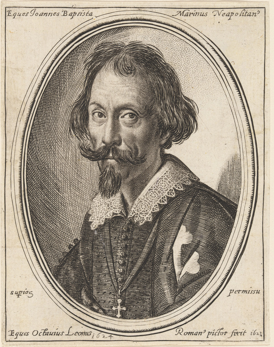 Giovanni Marino by Ottavio Leoni (Roman, c. 1578 - 1630), 16X12"(A3)Poster Print