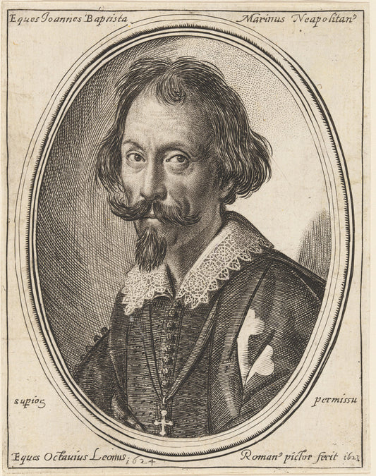 Giovanni Marino by Ottavio Leoni (Roman, c. 1578 - 1630), 16X12"(A3)Poster Print