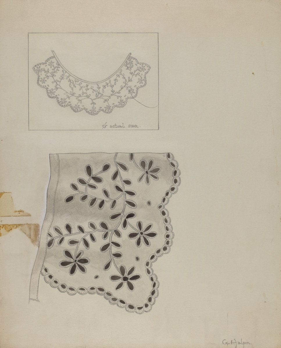 Embroidered Linen Collar by Grace Halpin (American, active c. 1935), 16X12"(A3)Poster Print