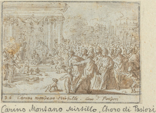 Chorus of Shepherds: Carino, Montano and Mirtillo by Johann Wilhelm Baur (German, 1607 - 1641), 16X12"(A3)Poster Print